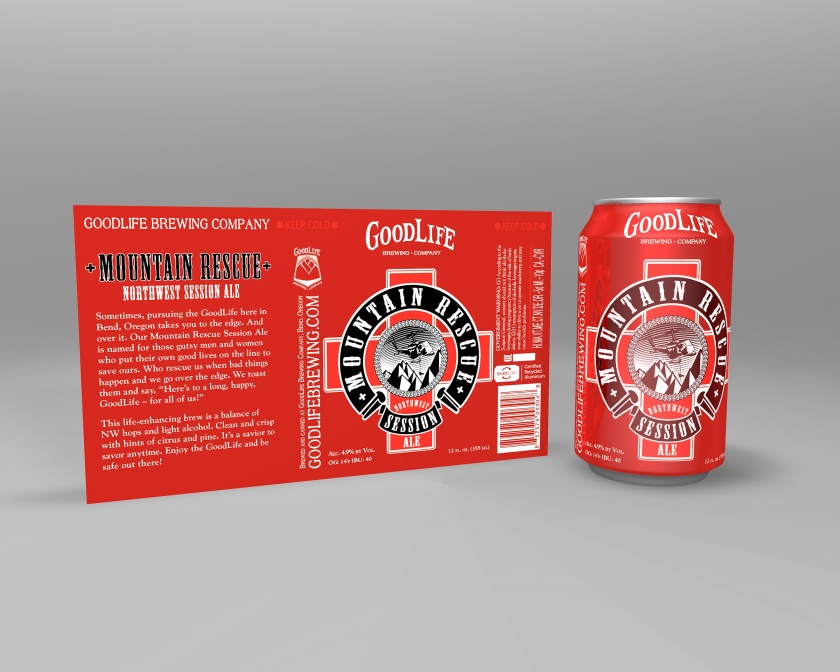 Mountain Rescue Northwest Session Ale design applied to can mockup.